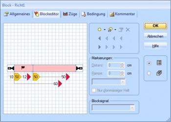 Meldereinteilung der Richtungsgleise